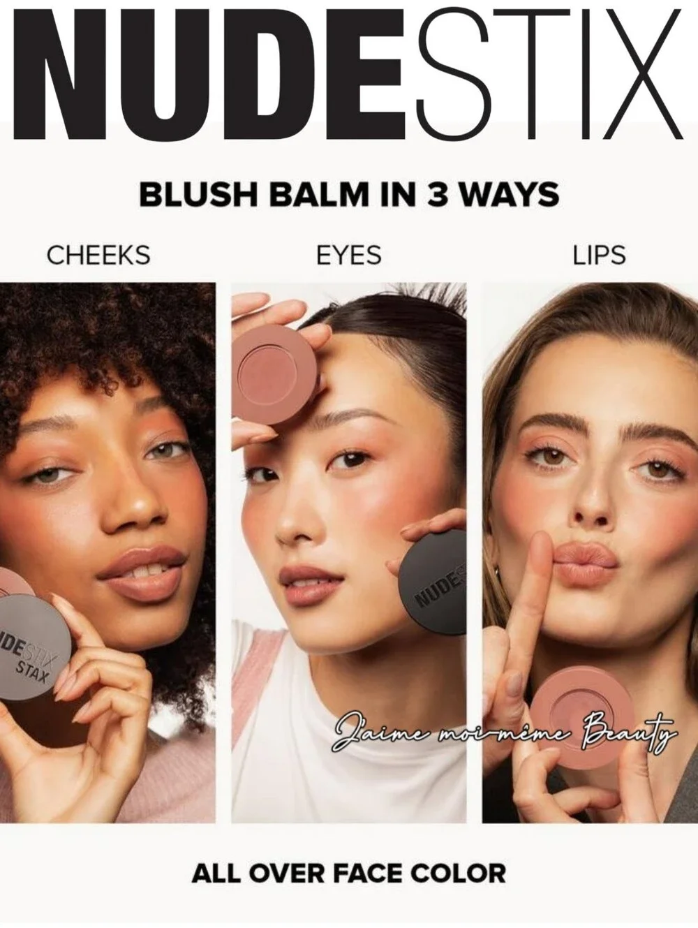 NUDESTIX Cream Balm Blush in Barely Nude Peach Pink Nude For Eyes, Lips & Cheeks